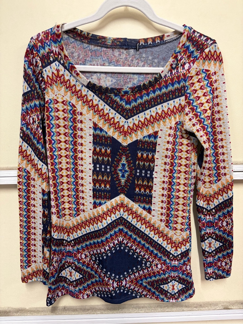 About A Girl Multicolored Aztec Print Long Sleeve Top